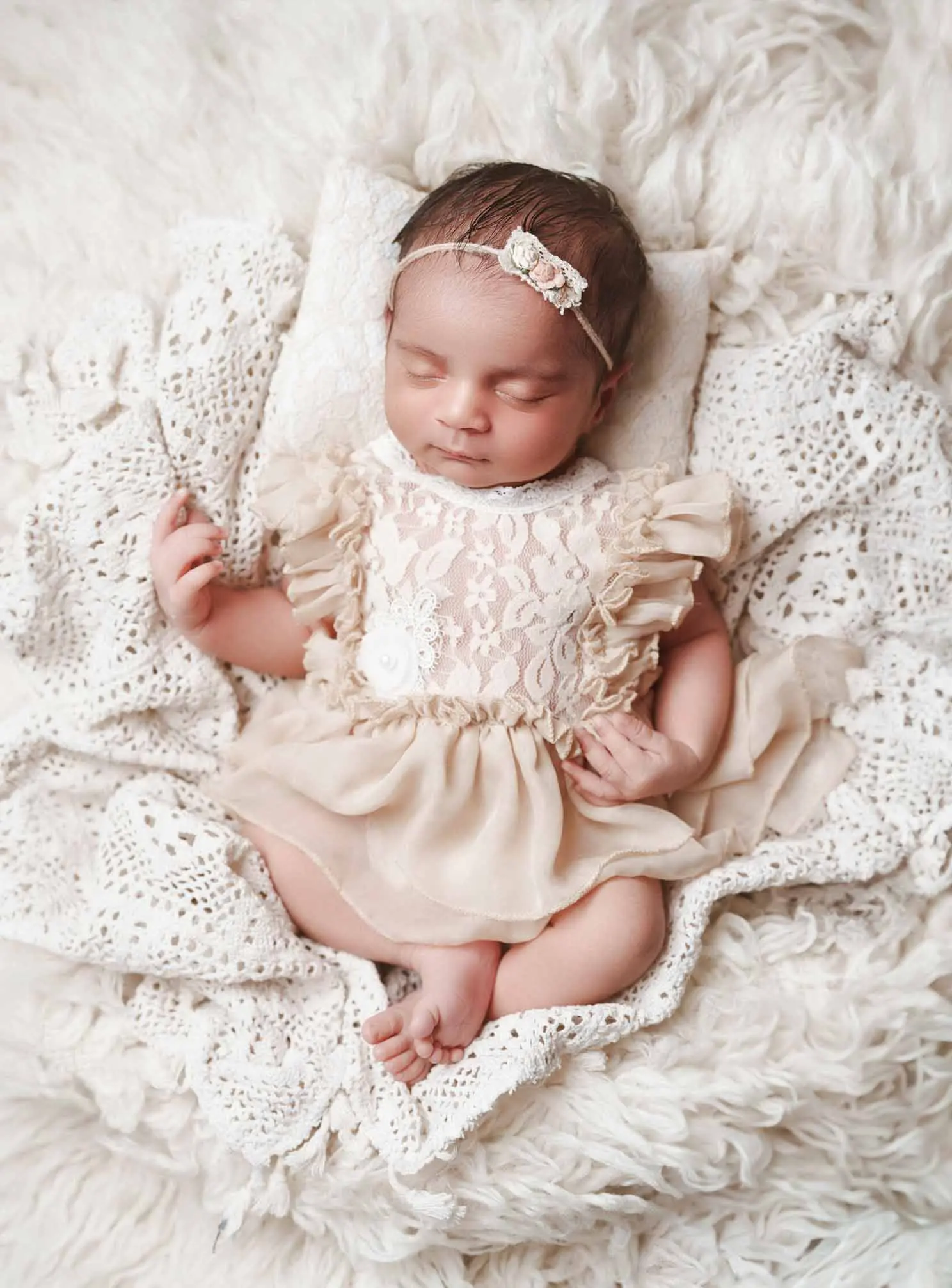 Newborn portrait in soft tones